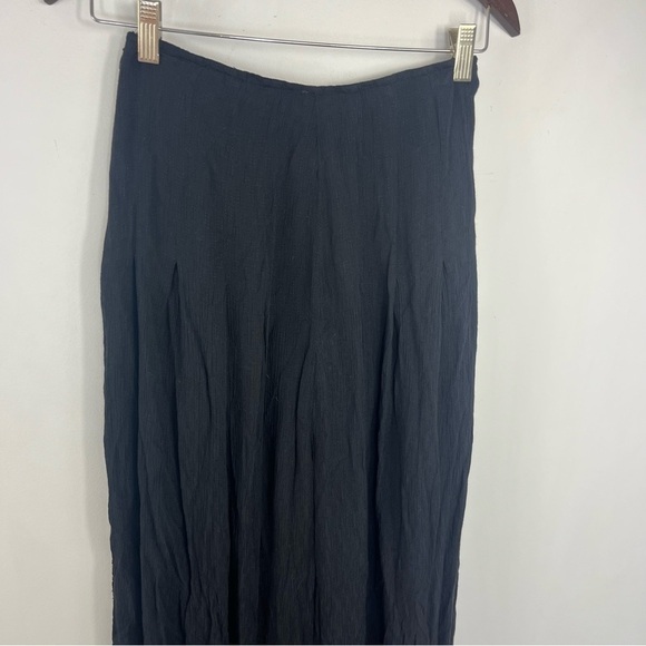 Free People Size 2 Santoshi Black Wide Leg Embroidered Boho Gauzy Pants B5 - Picture 8 of 12